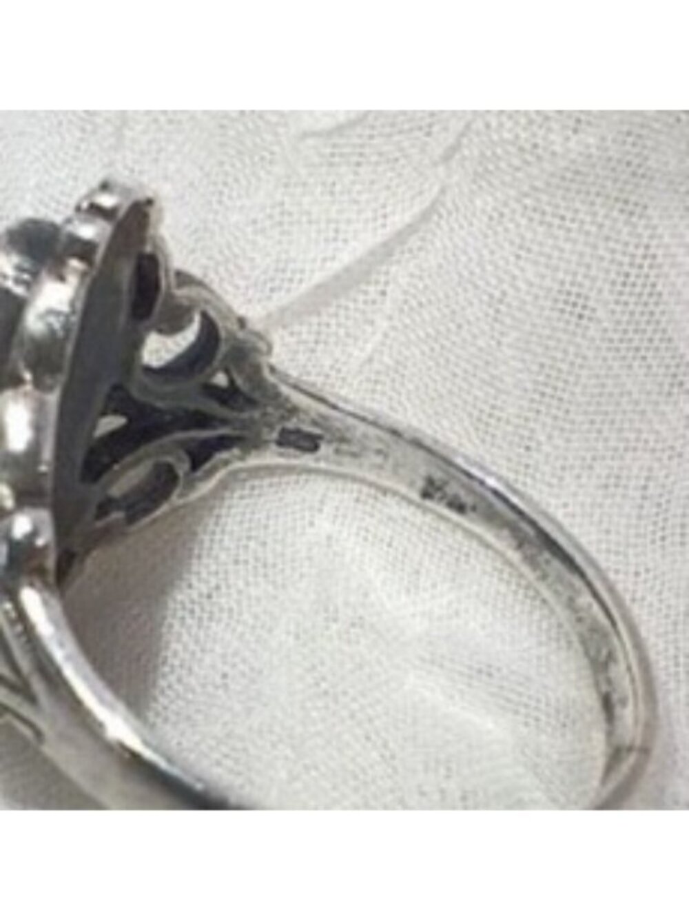 Vintage-Sterling Silver Pink Mother Of Pearl Inlay Filigree Ring Size 7.5 - Picture 5 of 7